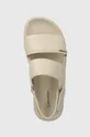 béžová Kožené sandále Calvin Klein FLAT SANDAL CALVIN MTL LTH