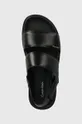 чорний Шкіряні сандалі Calvin Klein FLAT SANDAL CALVIN MTL LTH