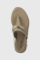 beżowy Calvin Klein sandały skórzane FLAT TP SANDAL METAL BAR LTH