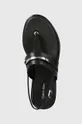 čierna Kožené sandále Calvin Klein FLAT TP SANDAL METAL BAR LTH