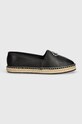Kožené espadrilky Calvin Klein ESPADRILLE RE LOCK LEATHER HW0HW02036 čierna SS24