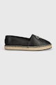 Kožené espadrilky Calvin Klein ESPADRILLE RE LOCK LEATHER HW0HW02036 čierna SS24