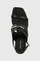 črna Usnjeni sandali Calvin Klein HEEL SANDAL 45 MET BAR LTH
