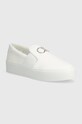 Calvin Klein bőr tornacipő FLATFORM CUP SLIP ON RE LOCK LTH slip on fehér HW0HW02057