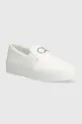 fehér Calvin Klein bőr tornacipő FLATFORM CUP SLIP ON RE LOCK LTH Női
