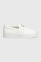 Calvin Klein bőr tornacipő FLATFORM CUP SLIP ON RE LOCK LTH HW0HW02057 fehér SS24