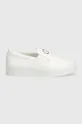 Calvin Klein bőr tornacipő FLATFORM CUP SLIP ON RE LOCK LTH fehér
