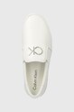 Calvin Klein bőr tornacipő FLATFORM CUP SLIP ON RE LOCK LTH fehér HW0HW02057