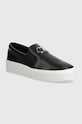 Kožené tenisky Calvin Klein FLATFORM CUP SLIP ON RE LOCK LTH přírodní kůže černá HW0HW02057