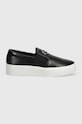 Kožené tenisky Calvin Klein FLATFORM CUP SLIP ON RE LOCK LTH HW0HW02057 černá SS24