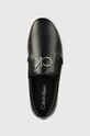 Kožené tenisky Calvin Klein FLATFORM CUP SLIP ON RE LOCK LTH černá HW0HW02057