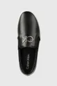 fekete Calvin Klein bőr tornacipő FLATFORM CUP SLIP ON RE LOCK LTH