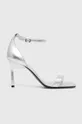 срібний Шкіряні сандалі Calvin Klein HEEL SANDAL 90 MET Жіночий