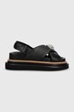 Kurt Geiger London sandały skórzane Orson Cross Strap Sandal 5-8 cm czarny 9992200109.BLACK