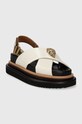 Kurt Geiger London sandały skórzane Orson Cross Strap Sandal 9992241109.BONE beżowy SS24