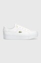 Αθλητικά Lacoste Ziane Platform Logo Leather απομίμηση λείου δέρματος λευκό 47CFA0005