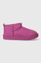 UGG cizme de zapada din piele intoarsa Classic Ultra Mini violet