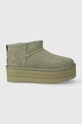 UGG cizme de zăpadă din piele întoarsă Classic Ultra Mini Platform izolat verde 1135092.SDC