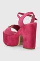 Încălțăminte Guess sandale din piele intoarsa CLODY FLJCLO.SUE04.FUXIA roz