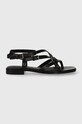 Guess sandały skórzane TAMPER płaski czarny FLJTAM.LEA03.BLACK