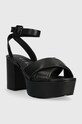 Guess sandały skórzane SHANNY FLJSNN.LEA03.BLACK czarny SS24