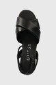 Guess sandały skórzane SHANNY czarny FLJSNN.LEA03.BLACK