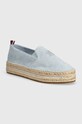 Tommy Hilfiger espadryle zamszowe TH EMBROIDERED SUEDE FLATFORM platforma niebieski FW0FW07695