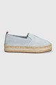 Tommy Hilfiger espadryle zamszowe TH EMBROIDERED SUEDE FLATFORM FW0FW07695 niebieski SS24