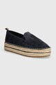 Замшевые эспадрильи Tommy Hilfiger TH EMBROIDERED SUEDE FLATFORM платформа тёмно-синий FW0FW07695