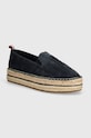 Tommy Hilfiger espadryle zamszowe TH EMBROIDERED SUEDE FLATFORM platforma granatowy FW0FW07695