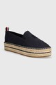 Tommy Hilfiger espadryle TH EMBROIDERED CANVAS FLATFORM platforma granatowy FW0FW07696