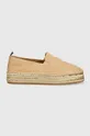 Tommy Hilfiger espadryle TH EMBROIDERED GOLD FLATFORM beżowy
