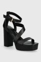 Dkny sandale de piele Ilisa gros negru K1447608.BLK