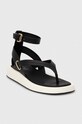 Dkny sandały skórzane Ilianna płaski czarny K1493527.BLK