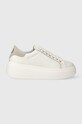 Twinset sneakersy skórzane platforma biały 241TCT094.11560