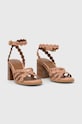 See by Chloé sandały skórzane Kaddy SB42032A.348 beżowy SS24