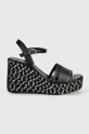 Kožené sandále Karl Lagerfeld GABLE čierna