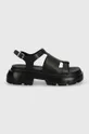 Kožené sandále Karl Lagerfeld SUN TREKKA čierna