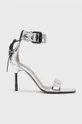 срібний Шкіряні сандалі AllSaints Noir Жіночий