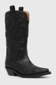 Каубойски ботуши GANNI Mid Shaft Embroidered Western Boot без изолация черен S2824
