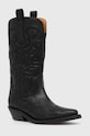 GANNI scarpe da cowboy Mid Shaft Embroidered Western Boot non isolato nero S2824