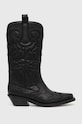 Westernové boty GANNI Mid Shaft Embroidered Western Boot S2824 černá SS24