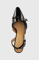 Štikle GANNI Eyelets Open Kitten Heel Pump Naplack crna S2638