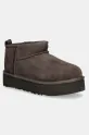 UGG gyerek hócipő velúrból CLASSIC ULTRA MINI PLATFORM 1157791K barna AA00