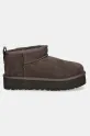 UGG gyerek hócipő velúrból CLASSIC ULTRA MINI PLATFORM velúr bőr barna 1157791K