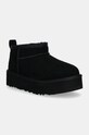 UGG śniegowce zamszowe dziecięce CLASSIC ULTRA MINI PLATFORM brak zapięcia czarny 1157791K