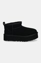 UGG śniegowce zamszowe dziecięce CLASSIC ULTRA MINI PLATFORM 1157791K czarny AA00