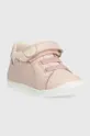 Παιδικά δερμάτινα αθλητικά παπούτσια Geox MACCHIA ροζ