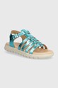 Geox sandały skórzane dziecięce SANDAL SOLEIMA turkusowy J35GSB.000CF.28.35