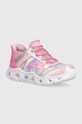Skechers sneakers pentru copii GALAXY LIGHTS TIE DYE TAKEOFF textil roz 303707L